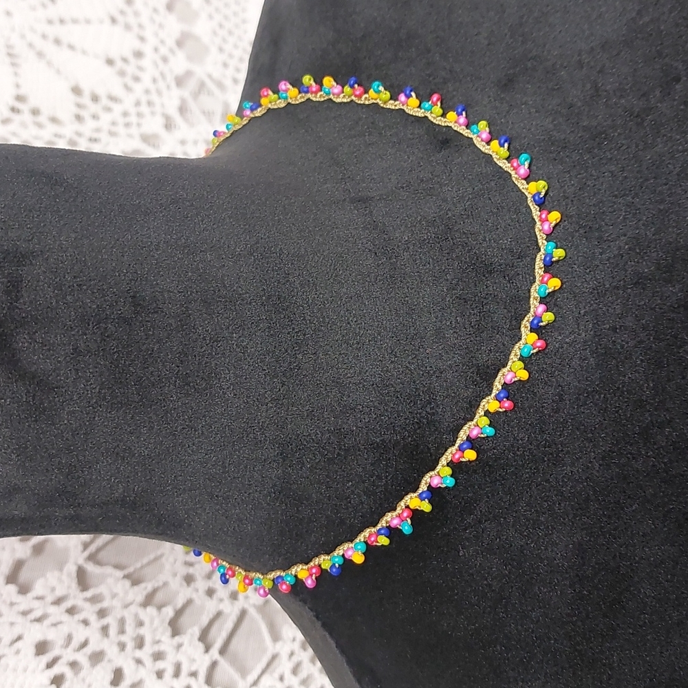 Hand Crafted Multicolor Bead Crocheted Necklace by Rust Belt Raised